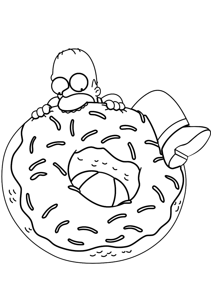 Гомер ест большой пончик